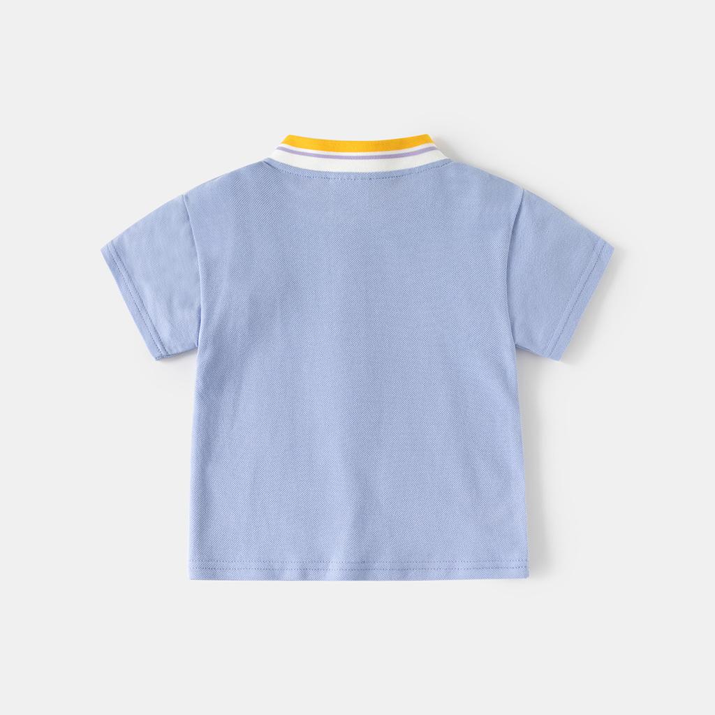 Boys Summer Short Sleeve POLO Shirt Belly Cover Stand-Up Collar Top Children's Baby Cotton Cartoon Thin T-Shirt