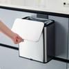 Stainless Steel Trash Bin Sliding Lid Household Storage No-Mark Sticker