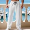 Mens Waffle Knit Straight Leg Drawstring Casual Pants
