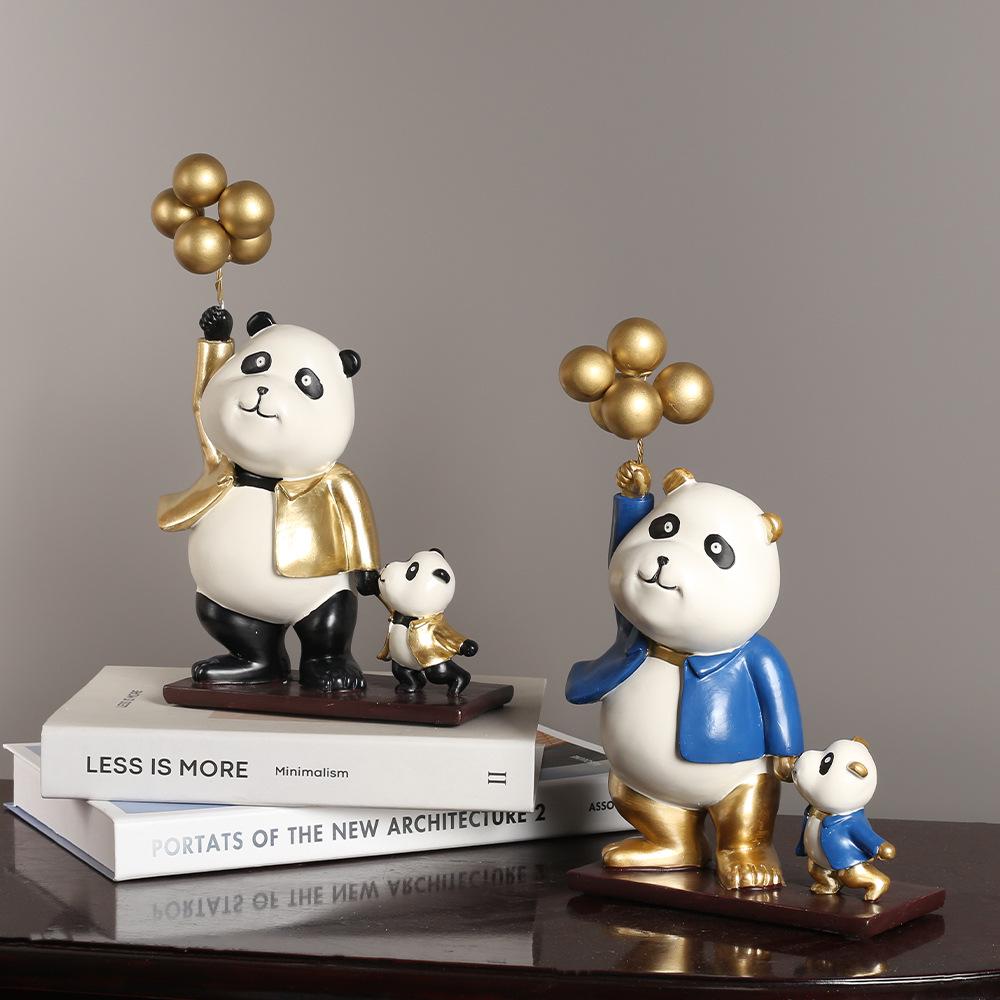 Modern Light Luxury Panda Ornament: Cute Parent-Child Decorative Item for Living Room or Study