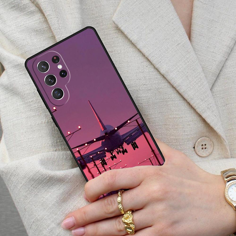Reise Flugzeug Flughafen Handyhülle für Samsung Galaxy S26 Ultra S25 S24 S23 S22 S21 S20 Note10 Hülle