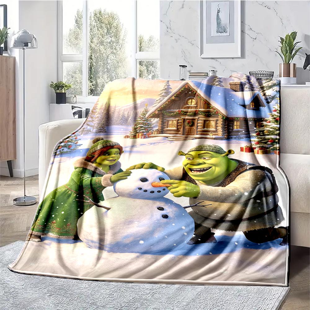 Shrek Theme Printed Blanket - Perfect for Couch, Bed, Travel & Outdoor Use | Machine Washable, Cozy & Durable.
