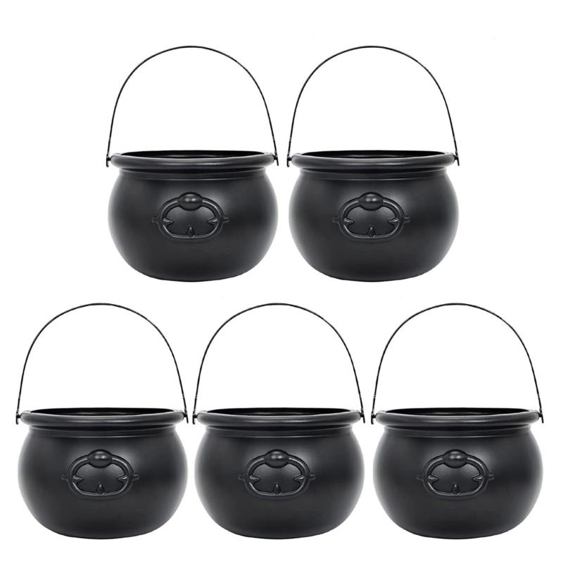Halloween téma Čarodějnice Kbelík na cukroví Černý kotlík Dekorace Rekvizity Víceúčelový úložný kontejner na pamlsky a dárky