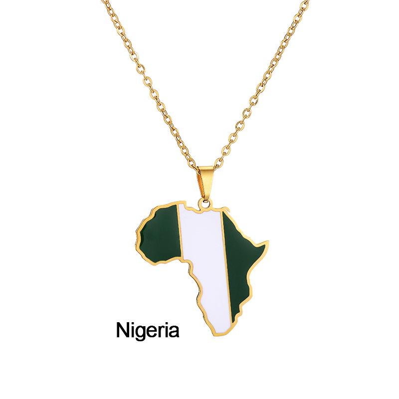 Stainless Steel Africa Map Necklace: Nigeria, Ghana, Somalia Pendant Jewelry