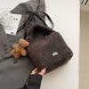 Fashionable Furry Crossbody Bag, Plush Bucket Bag, Hand-held Small Handbag