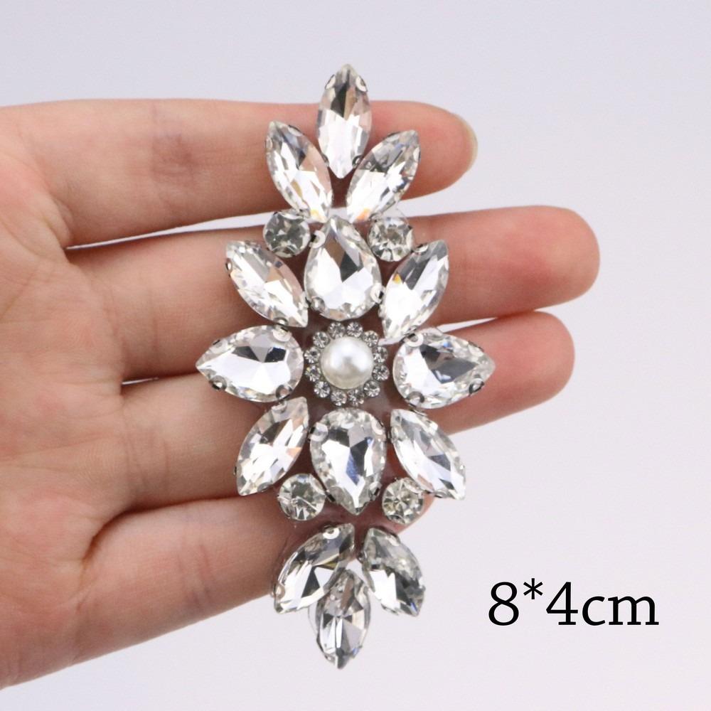 Elegant Glue Back Diamond Beaded Patches Crystal Beaded Diamond Decoration Beading Applique Rhinestone Patches