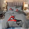 Grey Couple Kissing Pattern 3D Printed Duvet Cover Simple Cartoon Bedding Set Soft Comfortable Luxury Quilt Cover Pillowcase
