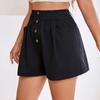 Damenmode Einfarbig Knopfdekoration Shorts Laufen Fitness Training Atmungsaktiv Locker Mode Lässig Sporthose