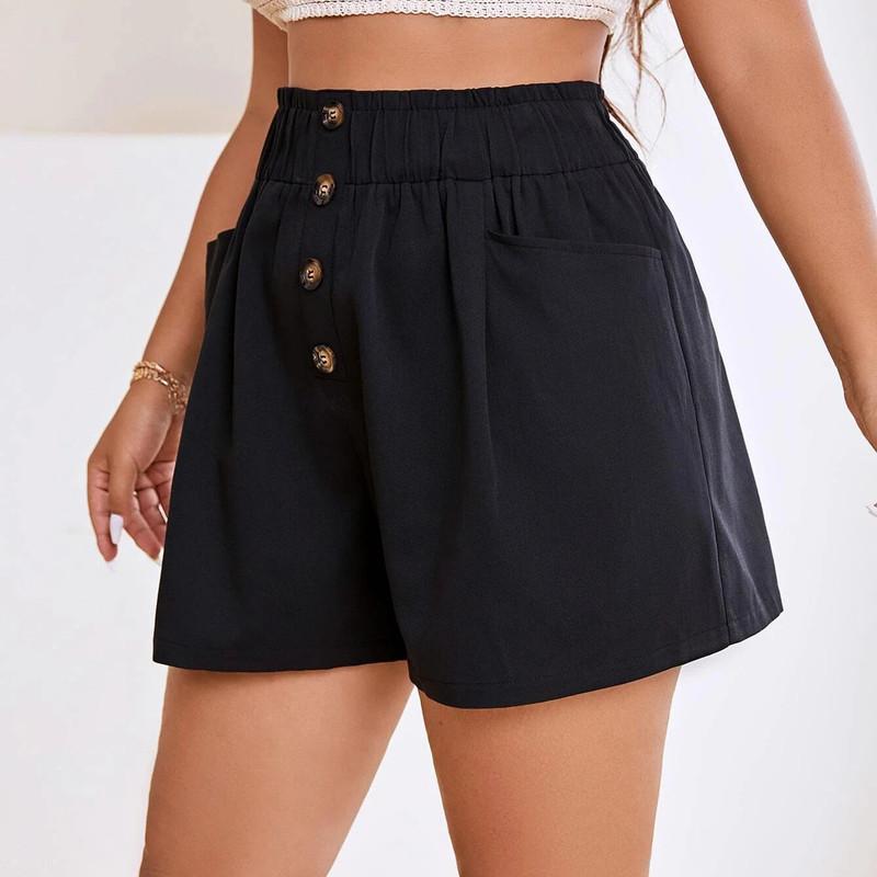 Damenmode Einfarbig Knopfdekoration Shorts Laufen Fitness Training Atmungsaktiv Locker Mode Lässig Sporthose