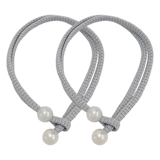 1 Pair Curtain Tiebacks for Drapes, Adjustable Curtain Rope Tie Backs, Faux Pearls Cord Curtain Buckle Holder for Home Hotel Office Window Drapery A