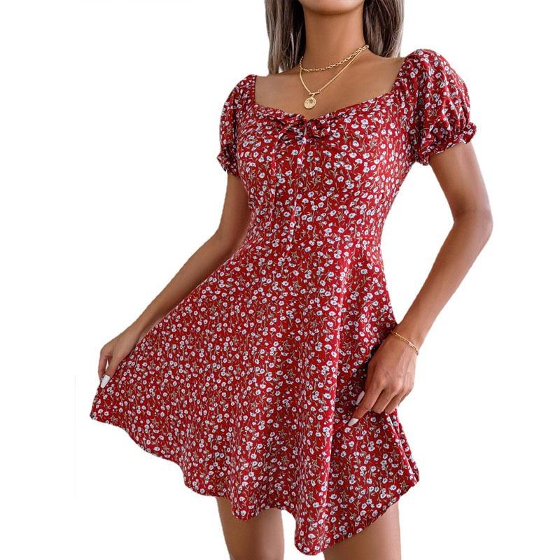 Letnia artystyczna damska sukienka maxi na co dzień z wysokim stanem, plażowa kobieta, szyfonowa sukienki w kwiaty