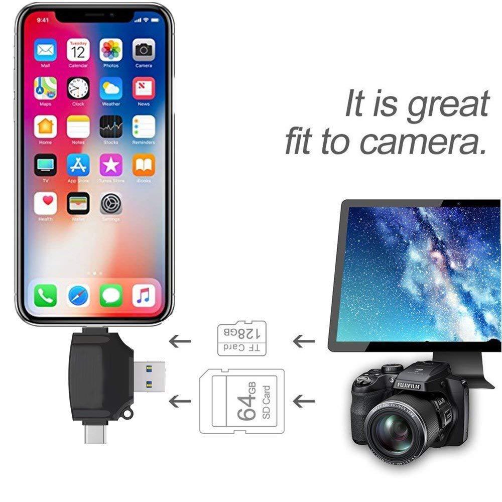 4-in-1 Card Reader for +Micro USB+USB3.0+Type-C Interface for iPhone iPad Android  Smartphones