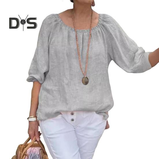 Damer Topper Rund Hals Halv Erm Løs Passform Casual Topper Ensfarget Pustende Lett T-skjorte