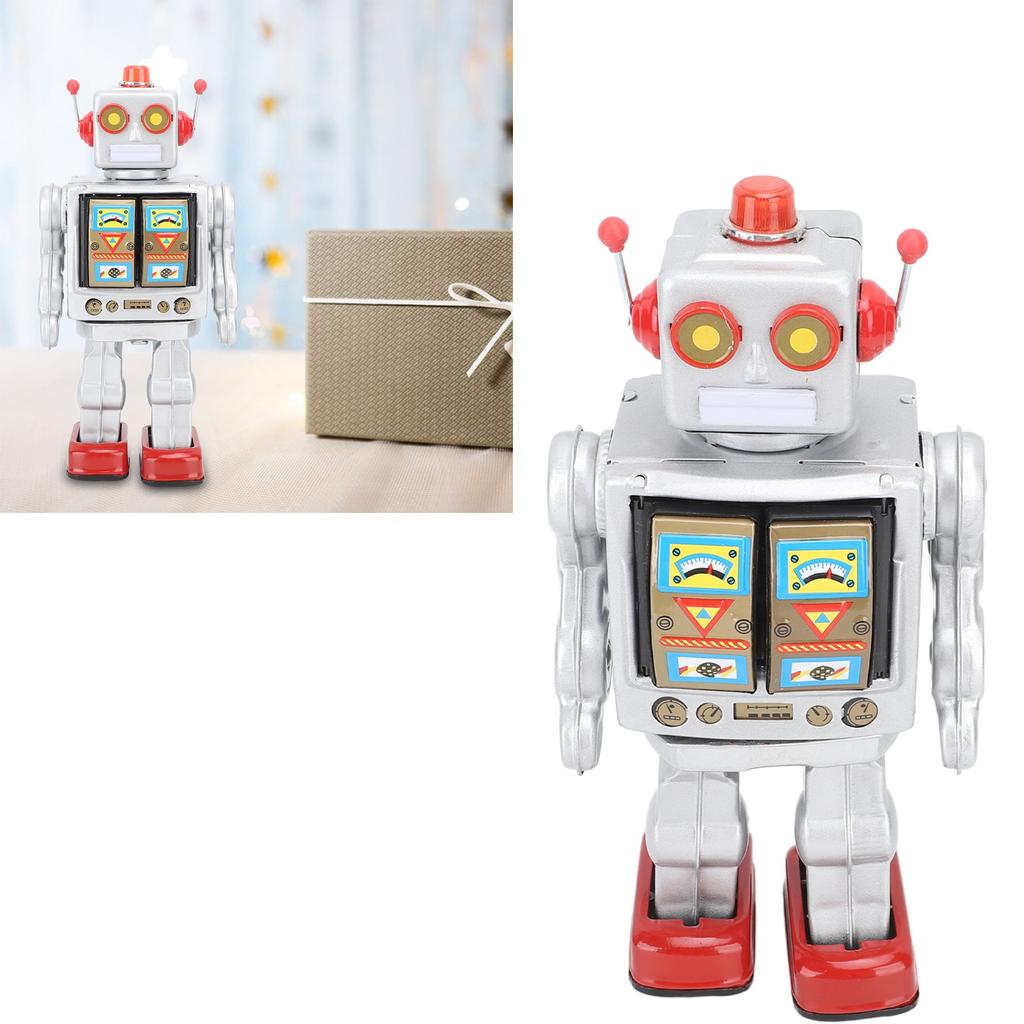 Metal Tin Robot Toy Retro Electric Rotating Figures Model Adult Collection Kids Gift