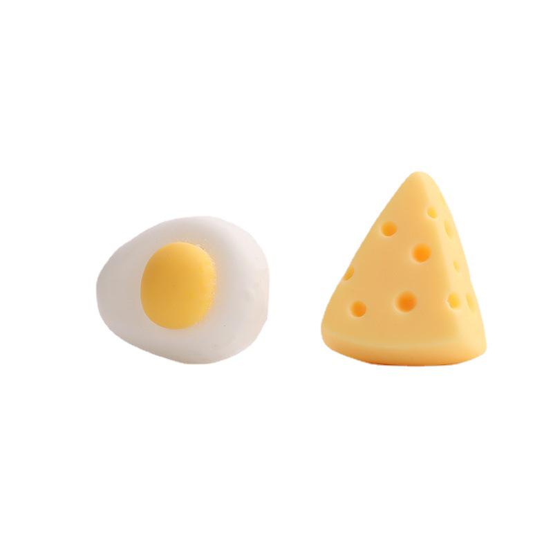 Silvernadel Asymmetrische Ei & Käse Ohrringe - Harzschmuck