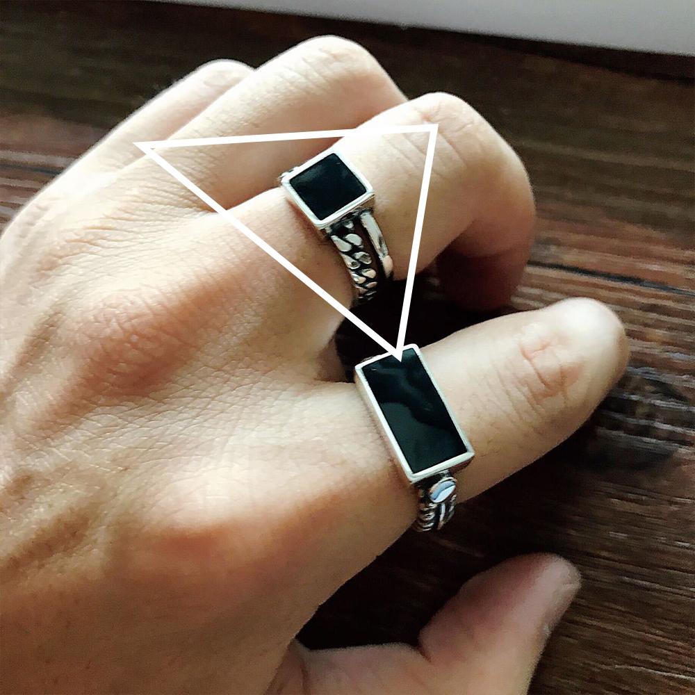 PANJBJ 925 Sterling Silve Geometry Drip Glaze Ring for Women Punk Punk Chain Retro Versatile Jewelry Gift Dropshipping