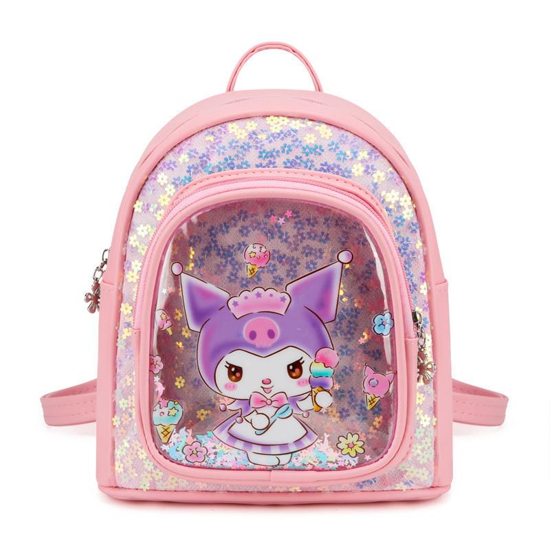Adorable Cartoon Pu Kids Backpack For Girls School Bag With Cute Kuromi Design