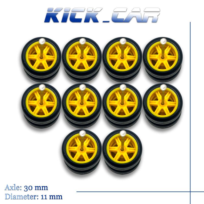 1/64 Wielen Met Vaste Rubberen Banden Zes Spaaks Voor Speelgoedmodel Diecast Auto's Opknaponderdelen Voor Hotwheels (5 Sets Voor 5 Auto's)
