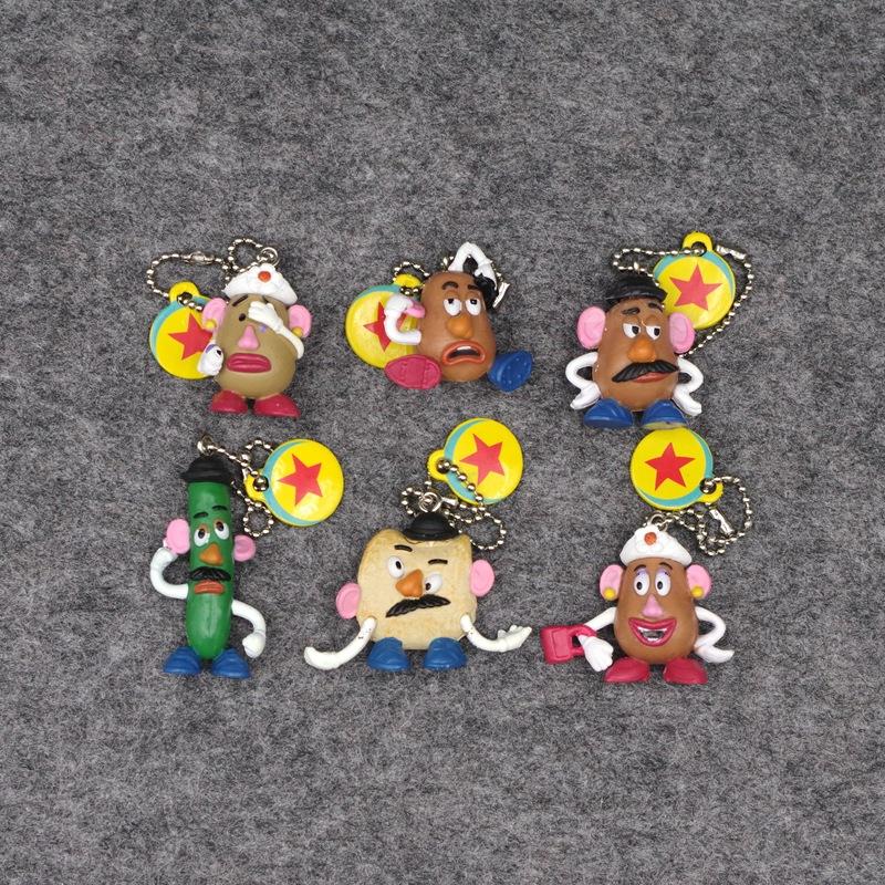 6Pcs/set Anime Mr.Potato Head PVC Cute Cartoon Keyring Collection Ornament Model Toy Accessories Gifts Keychain Bag Pendant