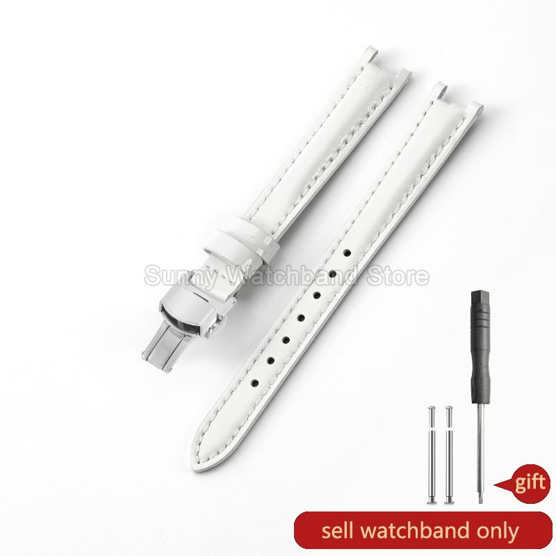 Concave Interface Design Women's Genuine Leather Watch Accessories 12mm for Tissot 1853 Flamingo T094210 Series Watch Strap