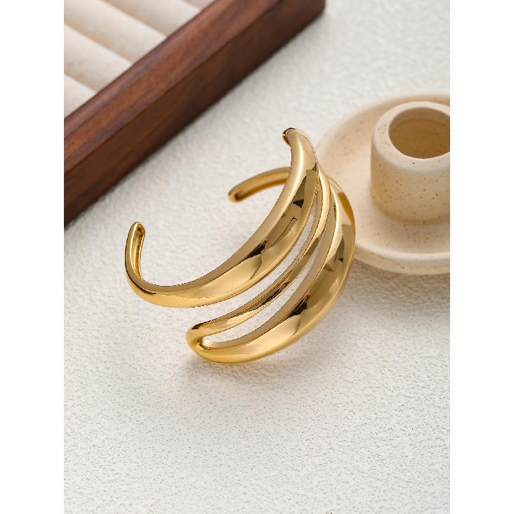 Hot-selling collection of bracelets: Irregular cross-ring open bracelets, niche and lightweight luxury design, women's bracelets