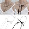 Fashionable Bowknot Heart Necklace Adjustable Length Clavicle Chain Imitation Pearls Beaded Choker for Everyday Wear
