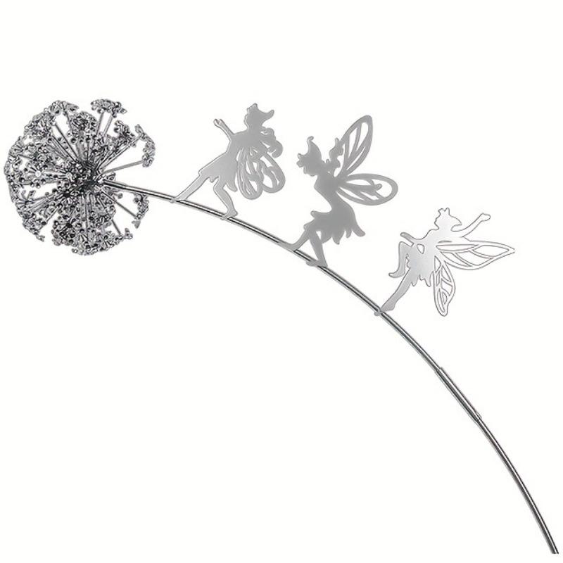 

Динамический металлический садовый колышек с феей и одуванчиком - Прочное всесезонное настенное искусство, Подходит для сада или патио, Садовое искусство серебряный