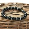 Black Onyx OM Beads Stretchable Bracelet 7.5" , Good-Luck Beads Bracelet For Your Love, Handmade Jewelry, Unisex Gift CSB-42