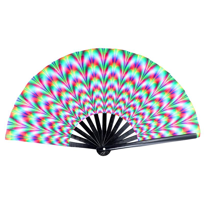 1pcs Colorful Foldable Rave Fan Japanese Large Reflective Handheld Fan Music Festival 33cm Gradient Folding Chinease