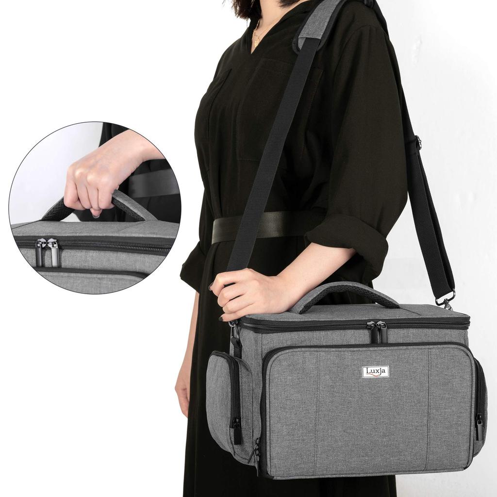 Luxja Sewing Large Capacity with Shoulder for Sewing Tool Storage and Bag Gray Box/Sewing Bag, Strap, Transport, Only,