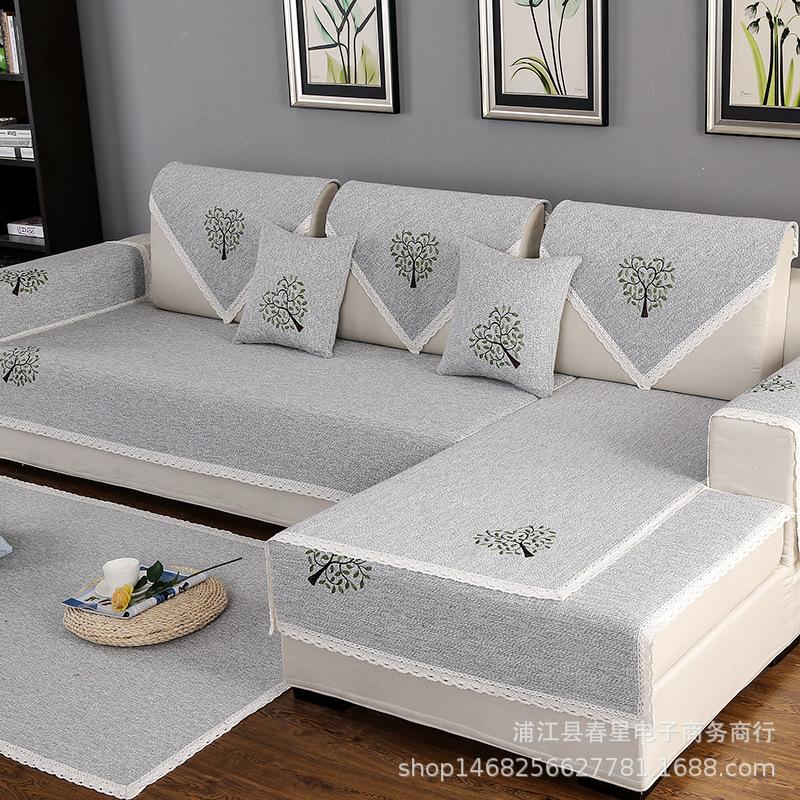 Hersteller Four Seasons Allgemeine Baumwoll- und Leinen-Sofakissen Modern Einfach Stoff Rutschfeste Sofabezüge Verdickte Europäische Sitzkissen