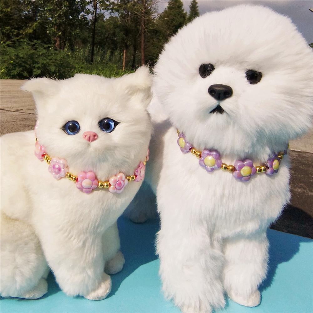 Hot Selling Pet Necklace Cat Dog Collar Imitation Pearl Cat Bone Rhinestone Pendant Personality Shiny Crystal