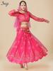 Fantasia de Apresentação de Dança do Ventre Indiana Huayu - Conjunto de Vestido de Manga Comprida de Chiffon para Mulheres