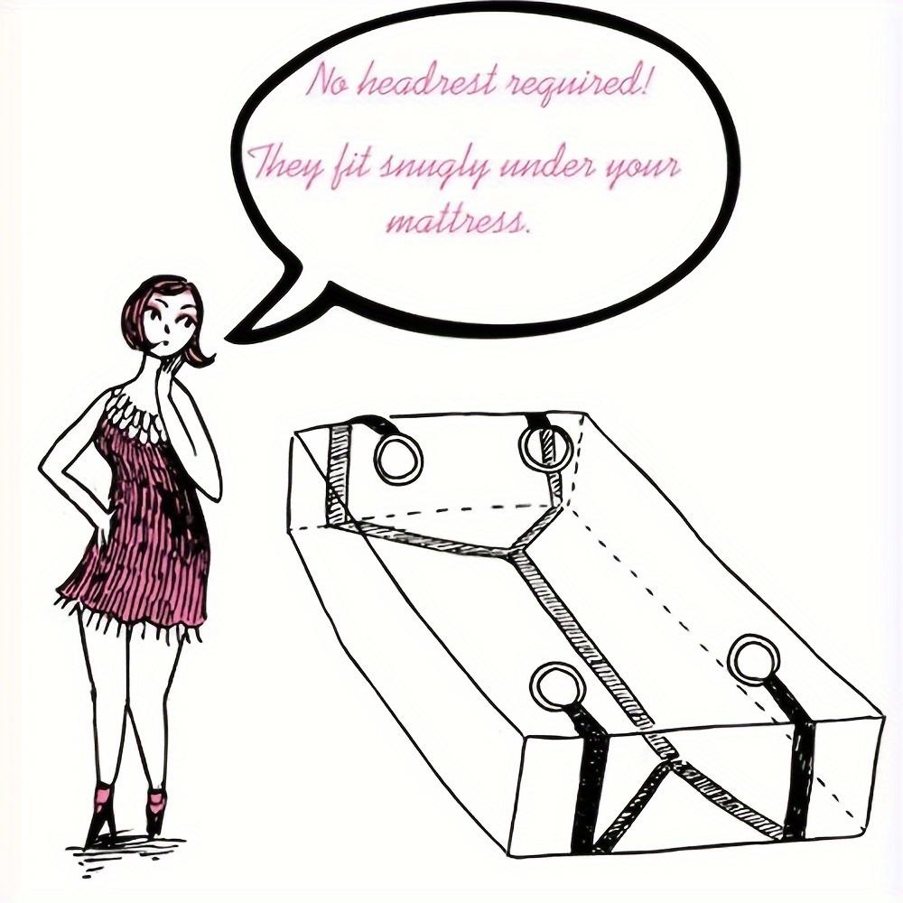 BDSM Bondage Restraint Set: Under Bed Belt, Handcuffs & Wrist/Ankle Cuffs - Adult Couple Sex Toy for Valentine's Day Play