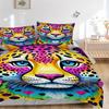 3PCs Colorful Leopard Print Design Cover Set, Breathable Fabric, Machine Washable (1 Duvet Cover + 2 Pillowcases) (Without Quilt) yy250911157