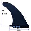Center Fin 8" Longboard/SUP 8-inch Fin for airSUP by saruSURF, with Screw, Hard Flex for US Box (Black Rev)