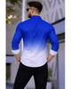 Men's Slim Fit Color Block Spread Collar Casual Shirt