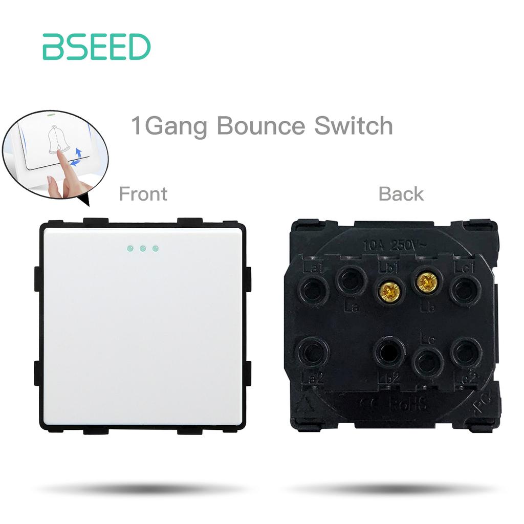 BSEED Matte Plastic Frames EU/French Wall Socket Plug Type-c USB Power Sockets Mechanical Button Switches Function Parts Only