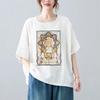T-shirt Women Versatile Cotton Summer Casual Large Size Loose Round Neck Pullover Short-sleeved Tops