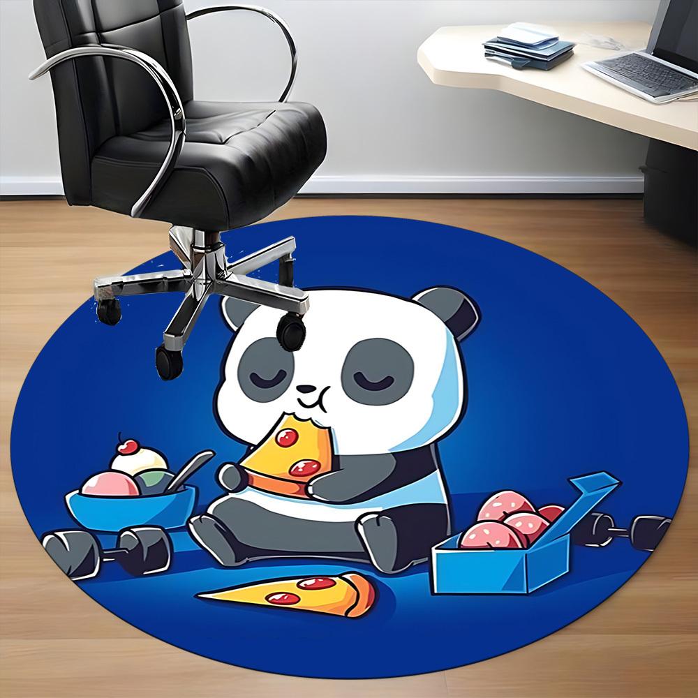 1pc Panda Pizza Office Round Area Rug, Indoor Mat Suitable For Office, Under Office Chairs Bedroom Living Room Home Decor, Room Deco 005