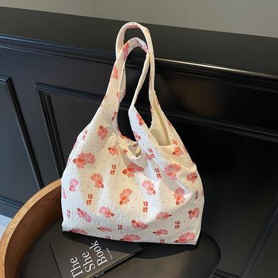 Lässiger Wind große Kapazität Achseltasche Damentasche neue kleine frische Blume Tragetasche modische Schultertasche