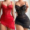 Dress Style Lingerie Set Transparent Bra Underwear Erotic Night Dresses Fancy Bras Steel Ring Push Up Women's Delicate Pajamas