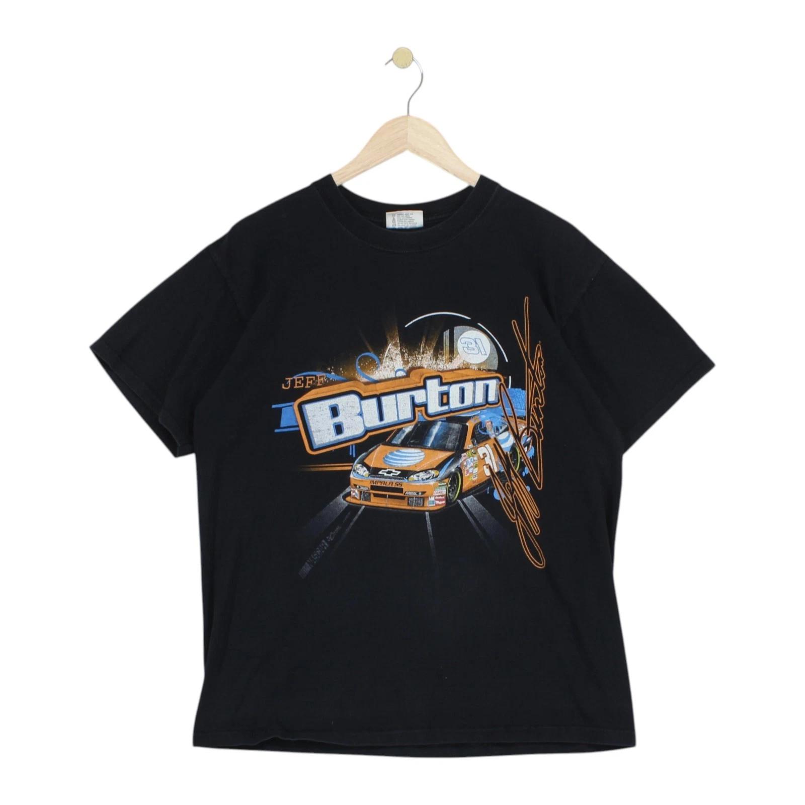 

Vintage Jeff Burton T-Shirt Mens Size L Black Nascar Graphic L