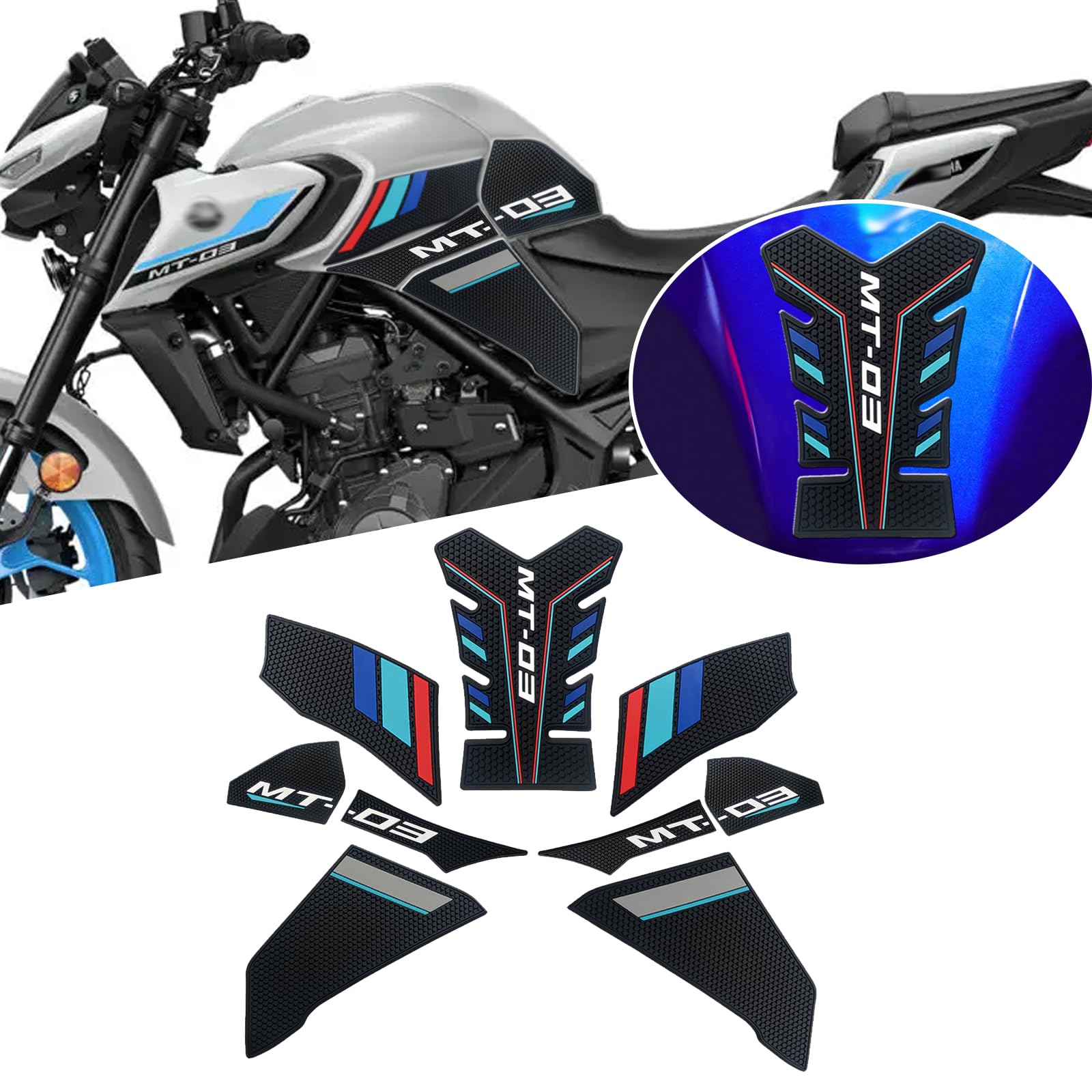 

MAORANG Side Tank Pads, Knee Pads, Protectors, Decals, and Traction Pads for MT-03 (2021-2026) - Motorcycle Accessories [Parallel Import]