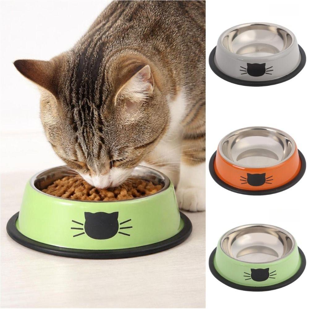Non-slip Base Anti-dumping Cat Bowl Stainless Steel Dog Bowl Durable Steel Pet Bowl dog