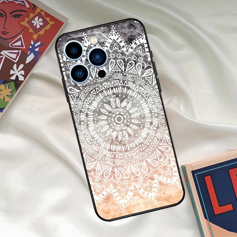 Elegant Mandala Floral Design Phone Case For iPhone 16 15 14 13 12 11 17 Pro Max 15 16 Plus 12 Mini 16e 17 Air Funda Cover