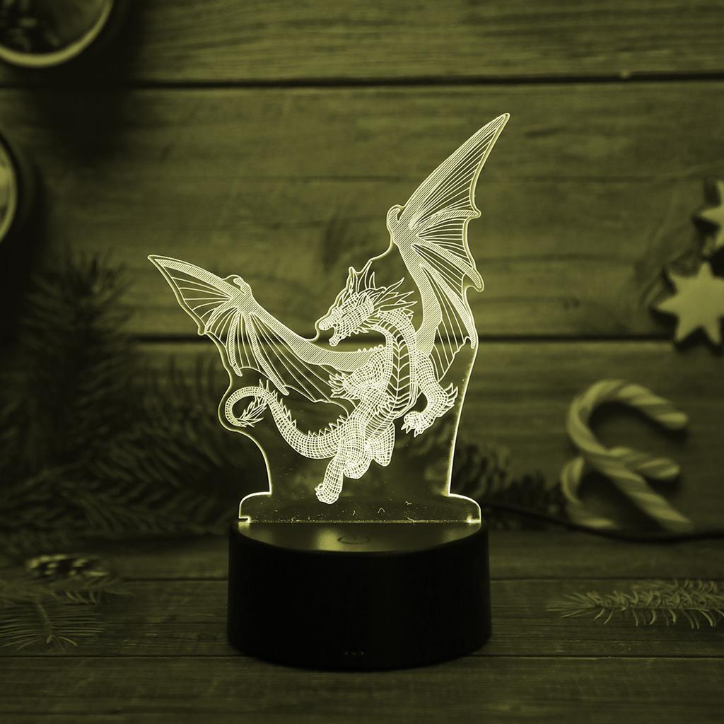 3D Flying Dragon Acrylic Visual Night Light Colorful Touch Night Light Suitable for Bedroom, Study, Reading Room