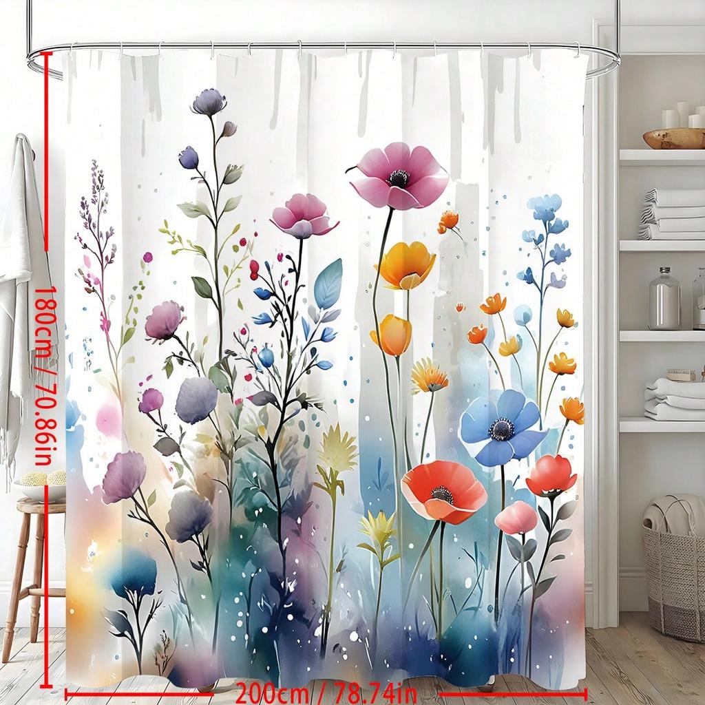 Watercolor Floral Shower Curtain: Embrace the Artistic Design, Soft Fabric, and Vibrant Vibes for Your Inspiring Bathroom