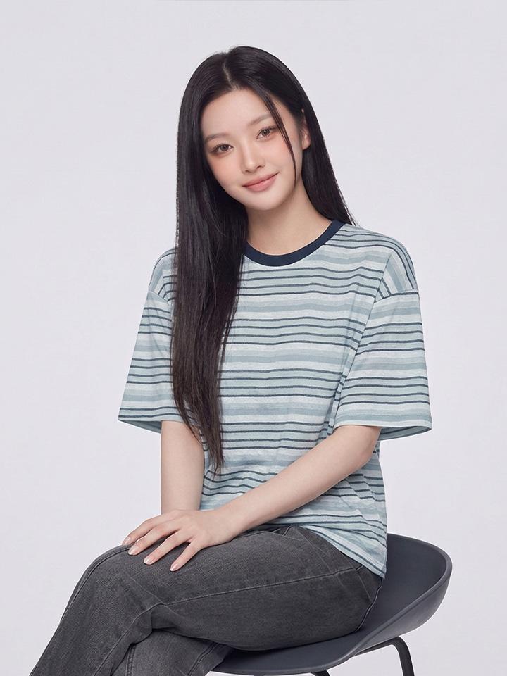 HANGTEN Women'S Multi Stripe T-Shirt_253(10580-131-625-69)