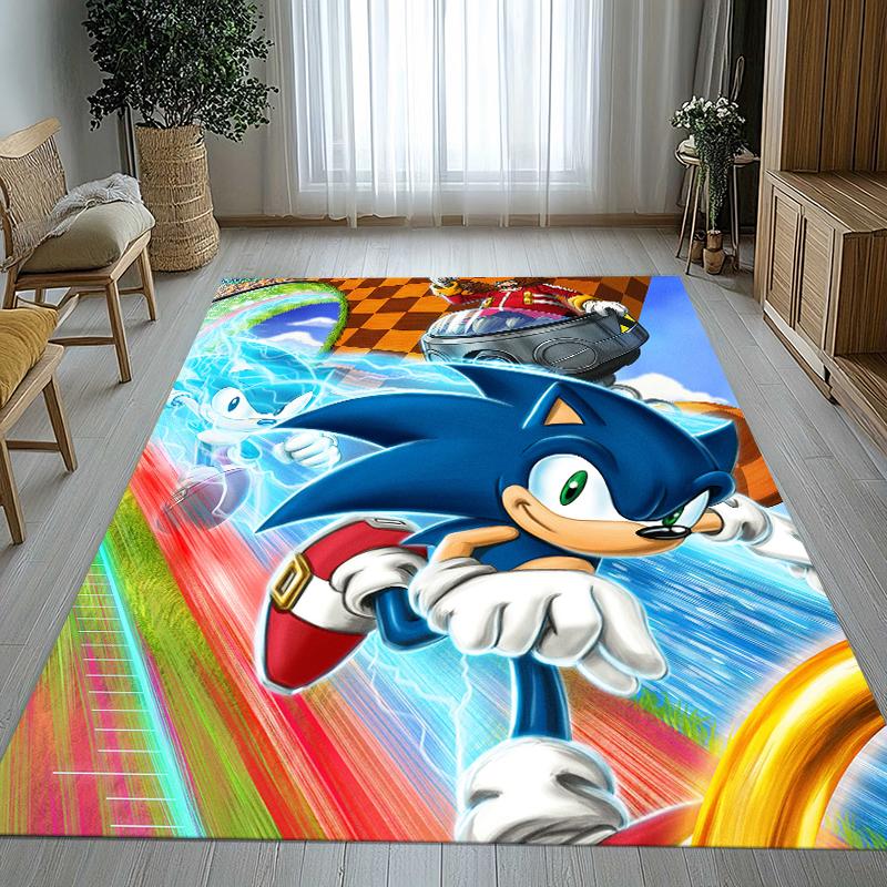 Retro S-Sonic Cartoon Games Living Room Non-Slip Area Rug Soft Carpet for Bedroom Kids Playroom Sofa,Home Decor Doormat Gift